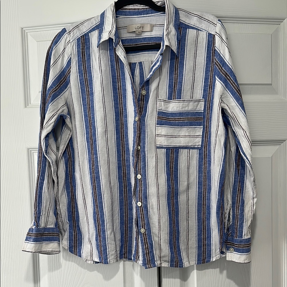 LOFT Women’s Blue Striped Shirt